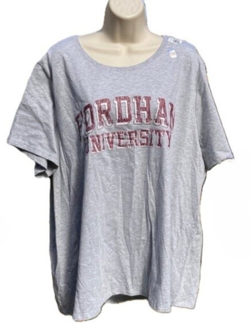 FORDHAM University Gray Short Sleeve T-Shirt Burgundy Graphic Women Plus Size 4x